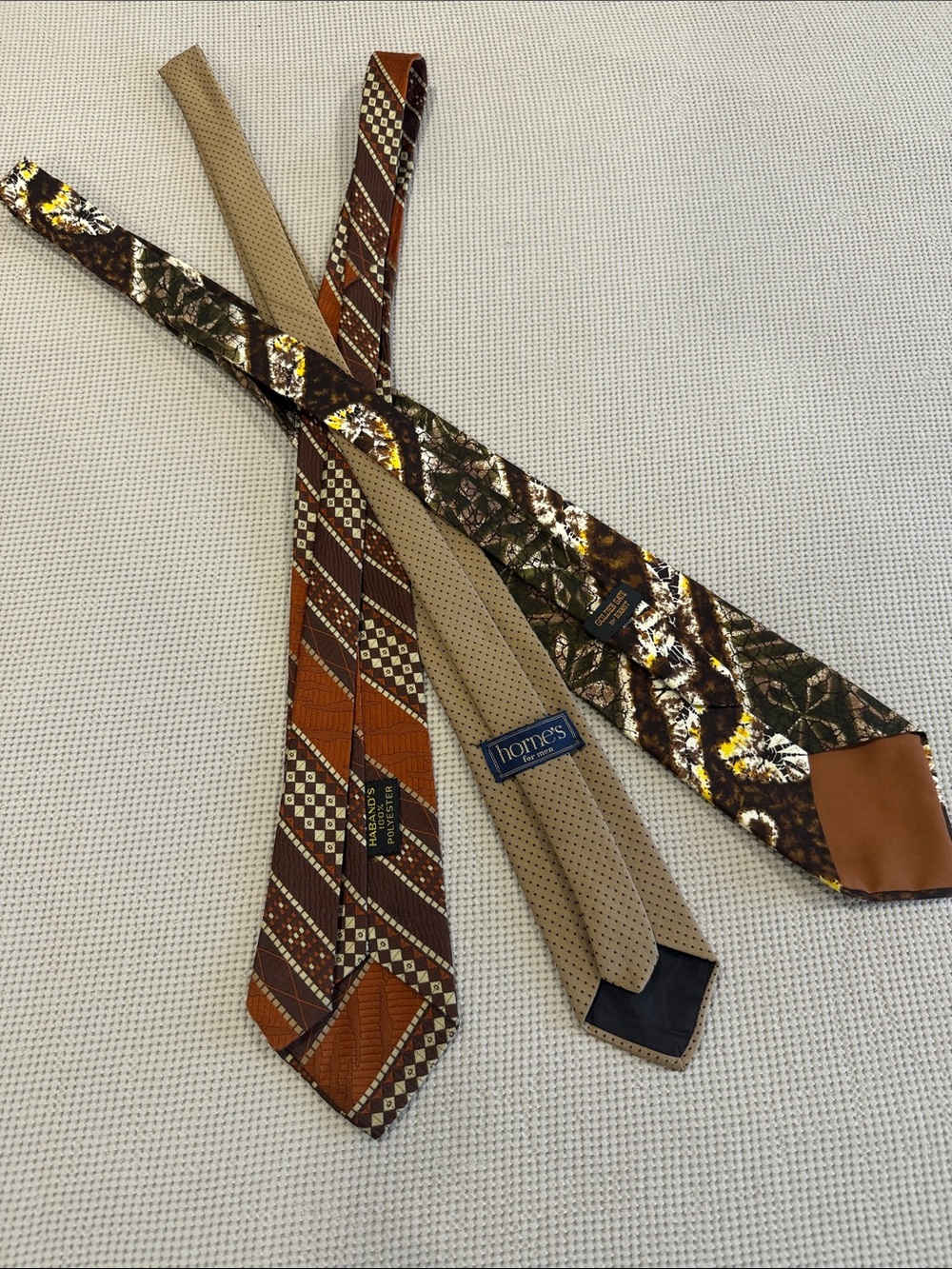 Thompson Brown, Tan & Olive Patterned Men's Tie Trio